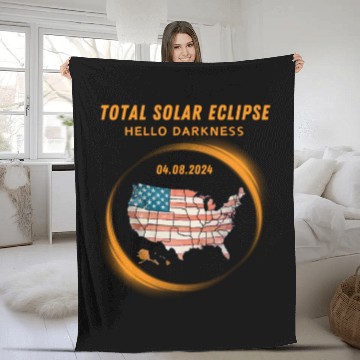 Discover Total Solar Eclipse 2024 USA Fleece Blankets