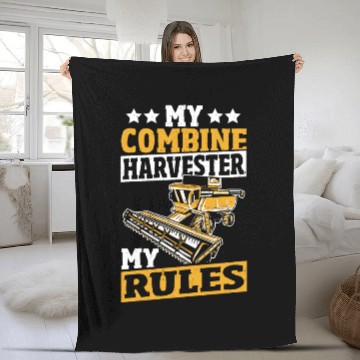 Discover Harvester Driving Threshing Farming Combine Fleece Blankets