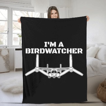 Discover I'm A Bird Watcher V-22 Osprey Military Helicopter Fleece Blankets