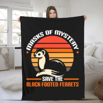 Discover Endangered Species Black Footed Ferret Animal Fleece Blankets