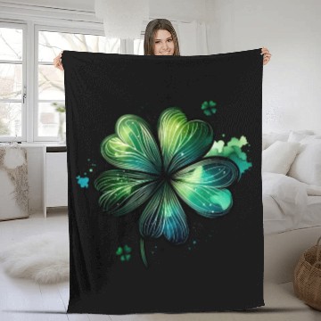 Discover Saint Patrick's Day Green Clover Fleece Blankets