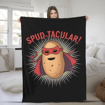 Discover Superhero Potato Saying "Spud-tacular!" Design Art Fleece Blankets
