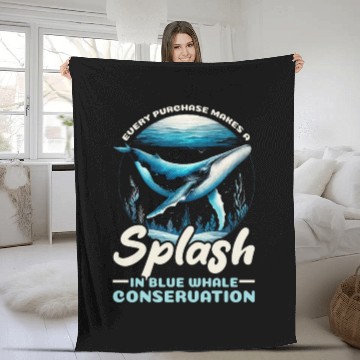 Discover Endangered Species Blue Whale Animal Rights Fleece Blankets