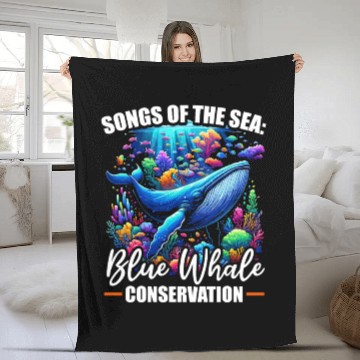 Discover Endangered Species Blue Whale Animal Rights Fleece Blankets