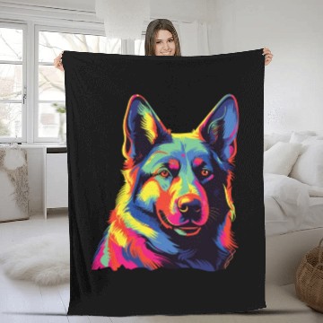 Discover Watercolor Colorful Norwegian Elkhound Fleece Blankets