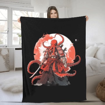 Discover Samurai Katana Sword anime Octopus manga Warrior Fleece Blankets
