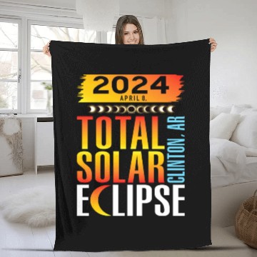 Discover 2024 April 8 Total Solar Eclipse Clinton AR Fleece Blankets