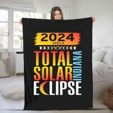 Discover 2024 April 8 Total Solar Eclipse INDIANA Fleece Blankets