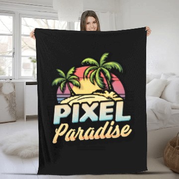 Discover Pixel Paradise Sunset Fleece Blankets