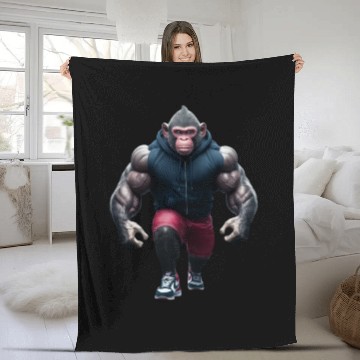 Discover "Prime Ape: The Muscular Monkey" Fleece Blankets