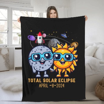 Discover Total solar eclipse 4-8-2024: Sun and Moon love Fleece Blankets
