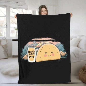 Discover Tacos & Beer: My Happy Place Fleece Blankets