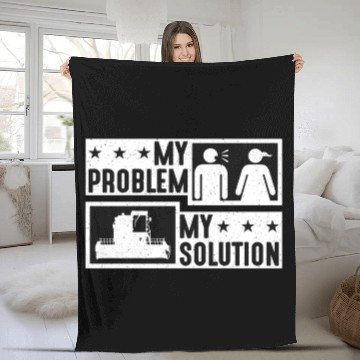 Discover Harvester Lover My Problem My Pictogram Mom Dad Fleece Blankets