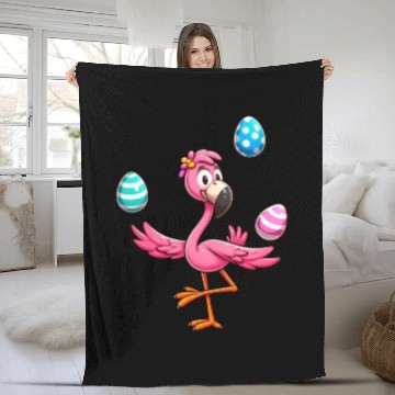 Discover Flamingo Juggler with Easter Eggs Celebration Fleece Blankets