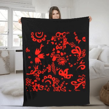 Discover Folklore pattern with Ukrainian traditional colors Fleece Blankets