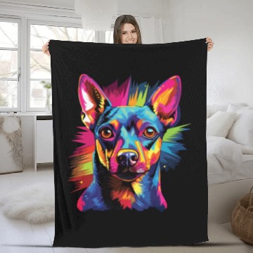 Discover Watercolor Colorful Miniature Pinscher Fleece Blankets