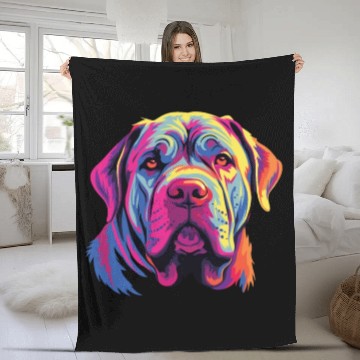 Discover Watercolor Colorful Neapolitan Mastiff Fleece Blankets