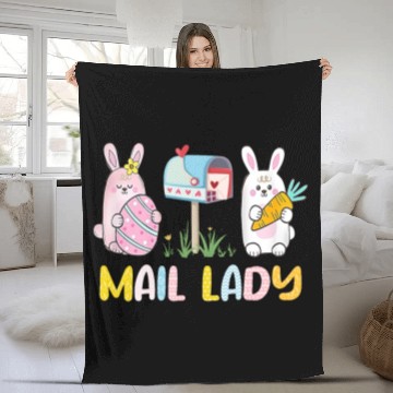 Discover Mail Lady Easter Postal Worker Mail Carrier Fleece Blankets