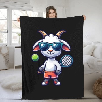 Discover Goat Tennis Player Court Match Design Fleece Blankets