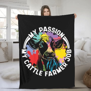 Discover Cattle Farmer My Passion My Cattle Dairy Farmer Fleece Blankets