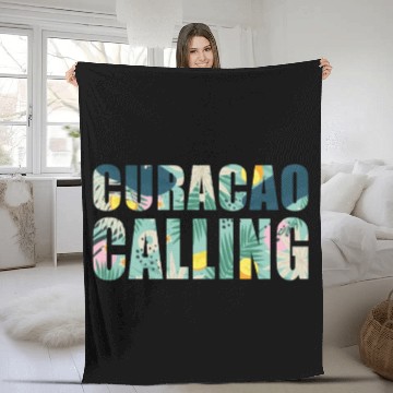 Discover Curacao Calling Tropical Vibes Fleece Blankets