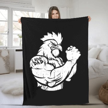 Discover Chicken Hen Biceps Tattoo I Love Dad Fleece Blankets