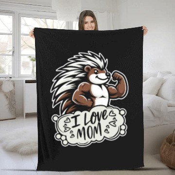 Discover Porcupine I Love Mom Fleece Blankets