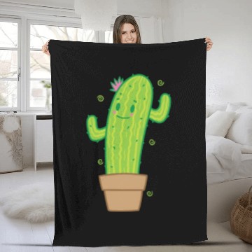 Discover Cactus in Pot Plant Environment Fleece Blankets
