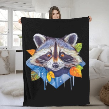Discover Autumn Raccoon: A Watercolor Wilderness Fleece Blankets