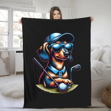 Discover Golf Sport Dachshund Wiener Dog Lover Design Fleece Blankets