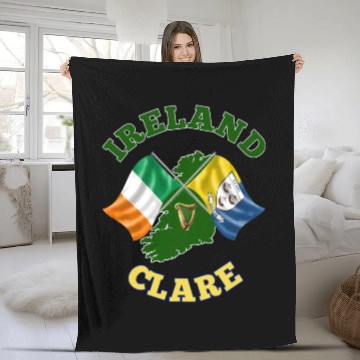 Discover Clare Ireland Irish Flag and County Flag Fleece Blankets