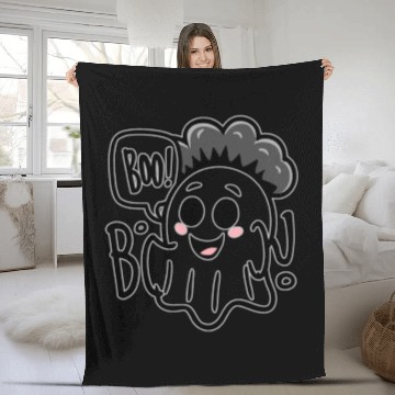 Discover Halloween ghost says boo! Fleece Blankets