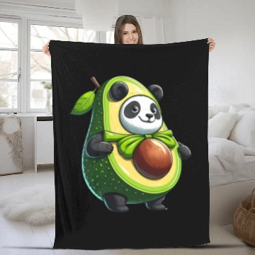 Discover Avocado Panda: Peaceful Green Guardian Fleece Blankets