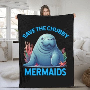 Discover Save The Chubby Sea Cow Mermaids Manatee Floaty Fleece Blankets
