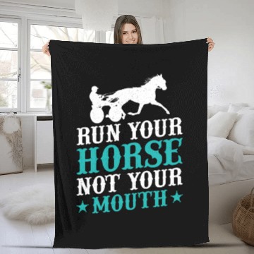 Discover Harness Racing Equestrian Jockey Fleece Blankets