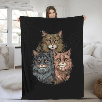 Discover Maine Cat Gang Fleece Blankets