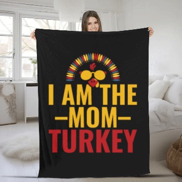 Discover I Am The Mom turkey Retro Type Fleece Blankets