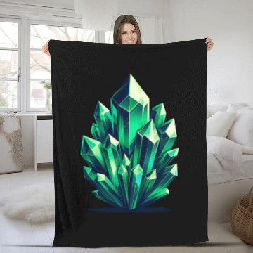 Discover Emerald Crystal Fragments Fleece Blankets