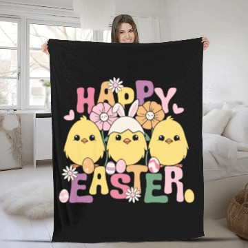 Discover Happy Easter Easter eggs chicks Spring flowers Fleece Blankets
