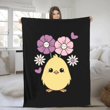 Discover Chick Chicken Spring Flowers Summer Easter Garden Fleece Blankets