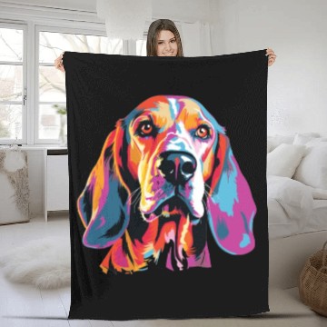 Discover Watercolor Colorful American Foxhound Fleece Blankets