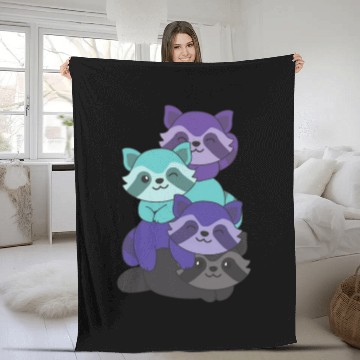 Discover Alexigender Flag Pride Lgbtq Cute Raccoon Fleece Blankets