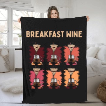 Discover Breakfast Wine Coffee Lover Wine Lover Caffeine Ch Fleece Blankets