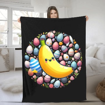 Discover Banana Among Colorful Easter Eggs Fleece Blankets