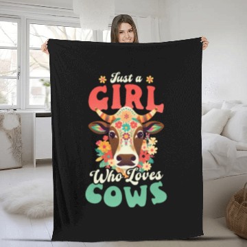 Discover Cow Farmer Girl Who Loves Cows Fleece Blankets