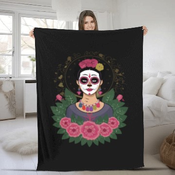 Discover Frida Kahlo Day of the Dead Fleece Blankets