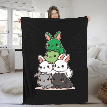 Discover Bunnies Aromantic Flag Pride Month Cute Bunny Fleece Blankets
