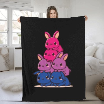 Discover Bunnies Bi Flag Pride Month Cute Bunnies Fleece Blankets