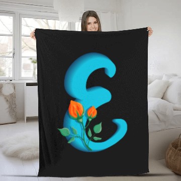 Discover Three dimensional capital letter E rose monogram Fleece Blankets