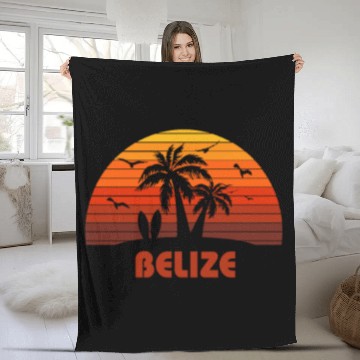 Discover Cool Belize Beach Sunset Souvenir Fleece Blankets